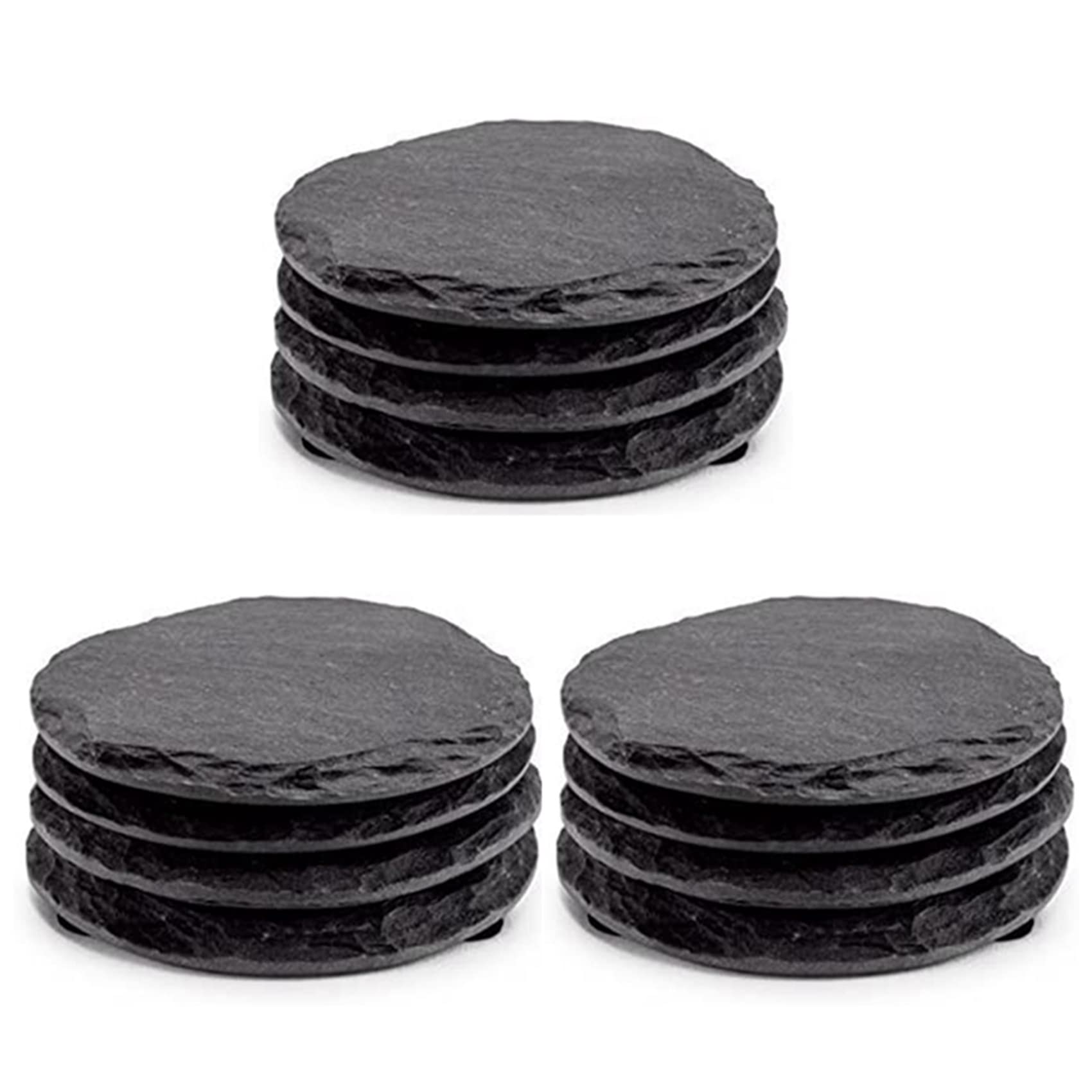 Hndhbfgrt 12 PCS Round Black Coasters Handmade Coasters for Drinks, Beverages, Wine Glasses