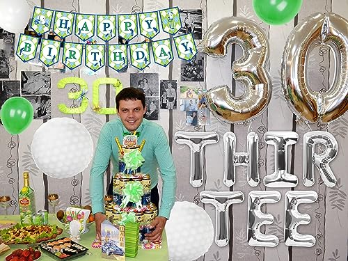Image of 30th Birthday Decorations for Him ThirTee Golf Birthday Balloons Golf 30th Birthday Decoration Sport Themed Party Supplies Men Boys Party Balloons Decoration
