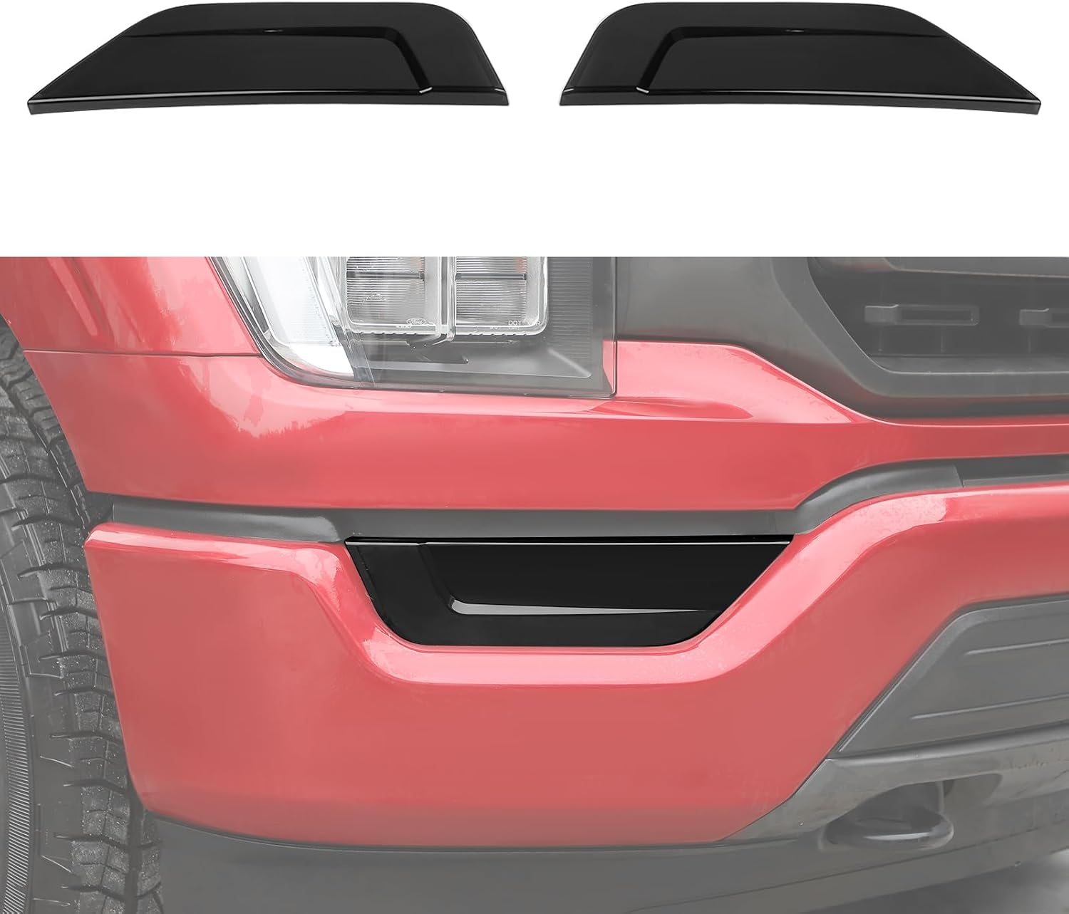Front Fog Light Lamp Trim Cover Bezels for Ford F150 2021-2025,Front Bumper Frame Spot Lights Bezel,Smoke Black Exterior Accessories
