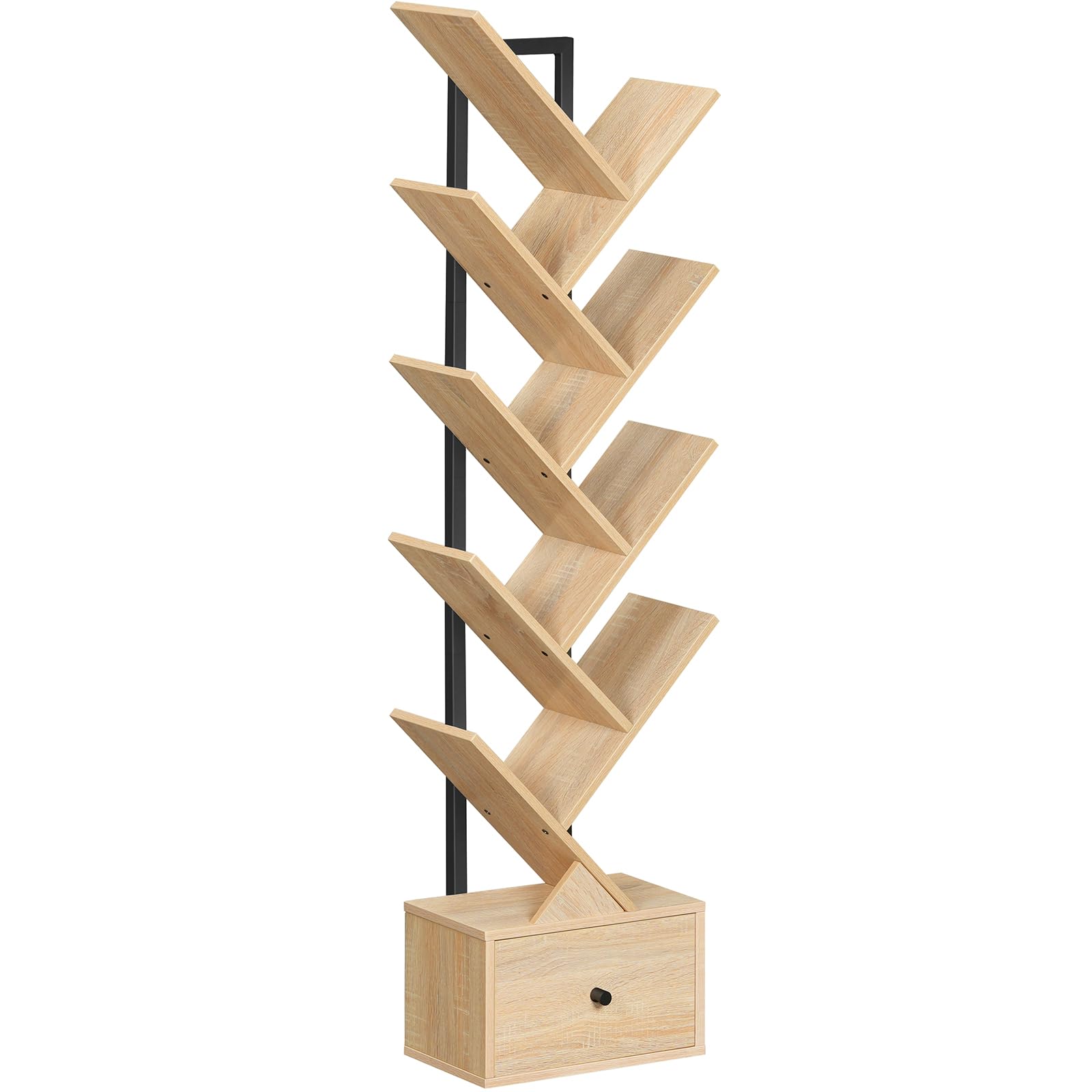 Libreria 4 Livelli a Forma di A 92x38,5x166 cm in Truciolato e Acciaio Marrone Rustico e Nero