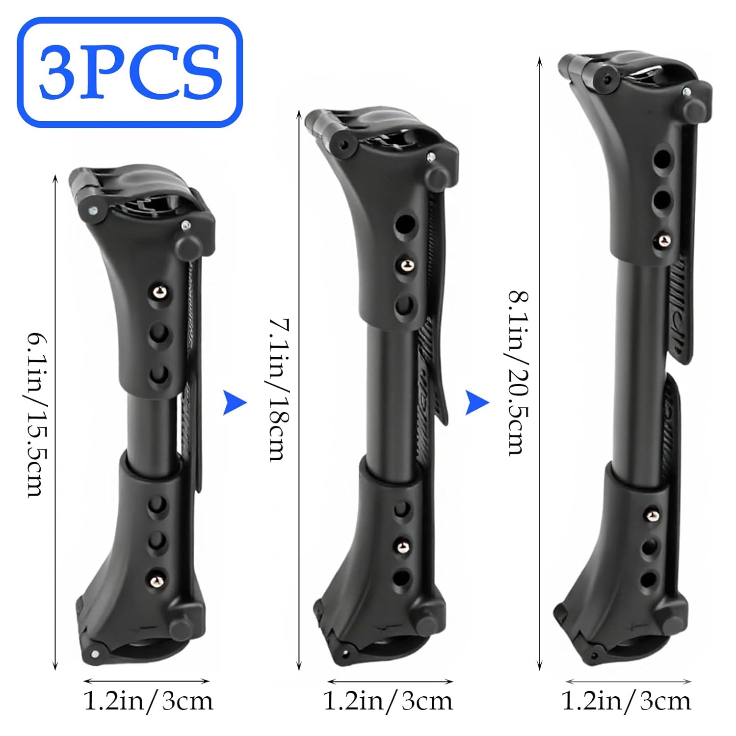 3PCS Universal Stroller Connector for Twins - Adjustable Aluminum Pushchair Coupler for Double Strollers (Black)