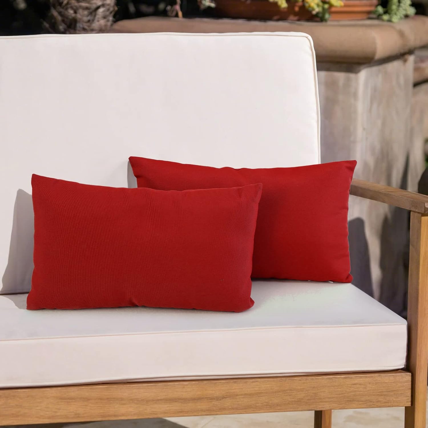 Outdoor Lumbar Pillows for Patio Furniture, Outdoor Pillows set of 2 with Inserts Included, Waterproof Outdoor Throw Pillow Covers with Inners 12x20 inch Outside, Outdoor Decorative Pillow Cases : Patio, Lawn & Garden