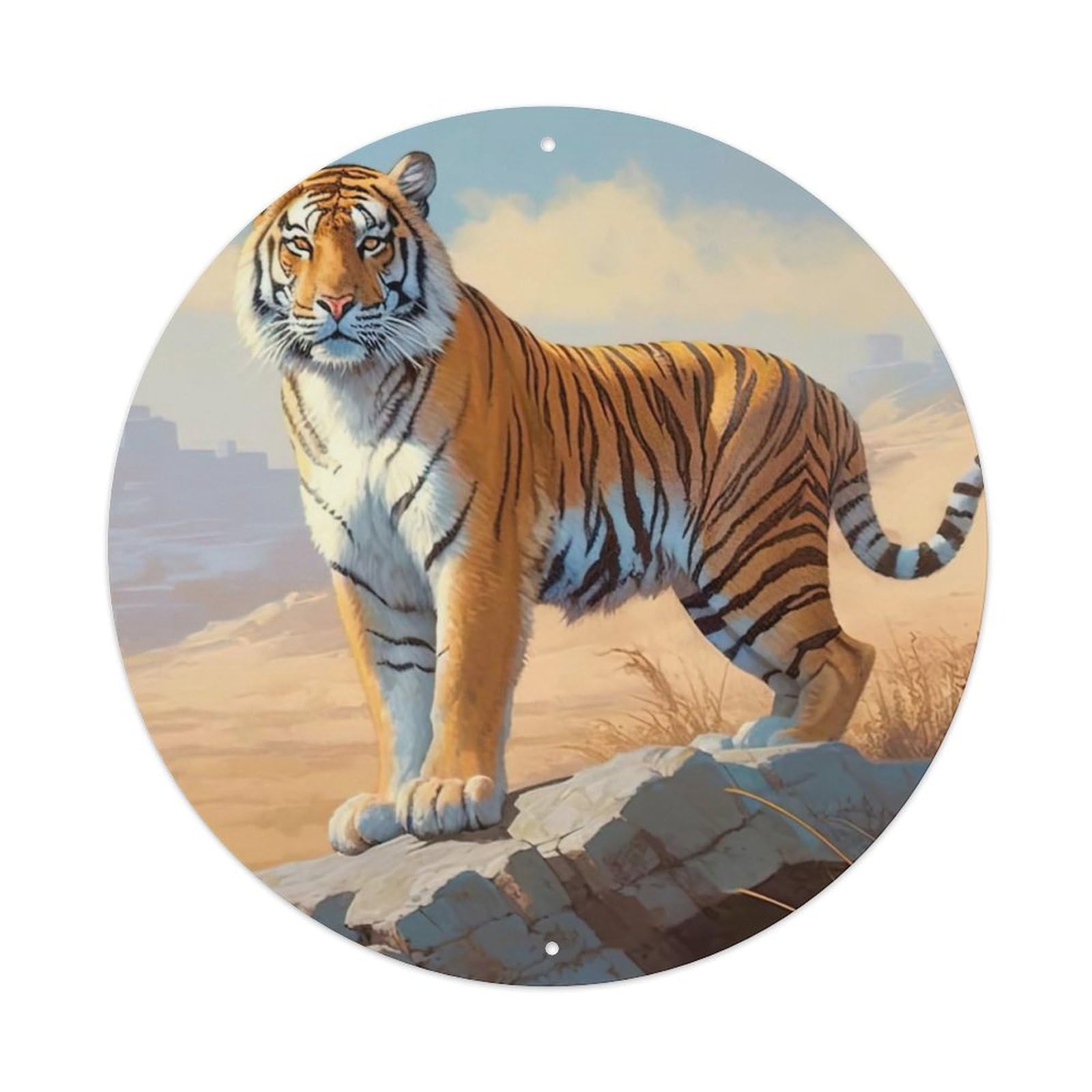 Animal Artwork Tiger on The Rocks Metal Tin Sign