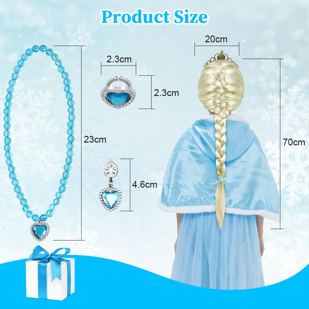 Vicloon Corona Principessa Bambina Bacchetta Magica, 9Pcs Set di Costumi per Ragazze Costume, Corona Diadema, Guanti, Bacchetta Magica, Parrucca, Squillare e Orecchinoper Bambina 2-9 Anni