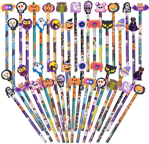 Kolewo4ever 100 Pieces Halloween Pencils Ghost Pumpkin Wood Penci...