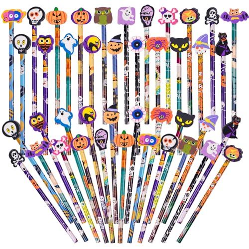 Kolewo4ever 100 Pieces Halloween Pencils Ghost Pumpkin Wood Penci...