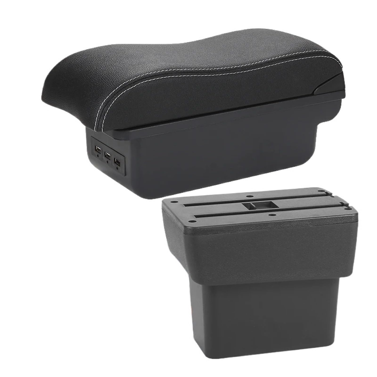 Ggwqoops Car Armrests For Nissan For Note For E-Power 2016-2022 Car Armrest Storage Box Dedicated Interior Retrofit Accessorie Armrest Box(B3 Black white 3USB)
