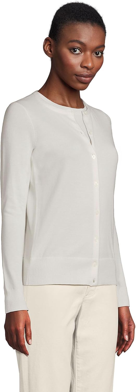 Lands' End Women's Fine Gauge Cotton Cardigan Sweater