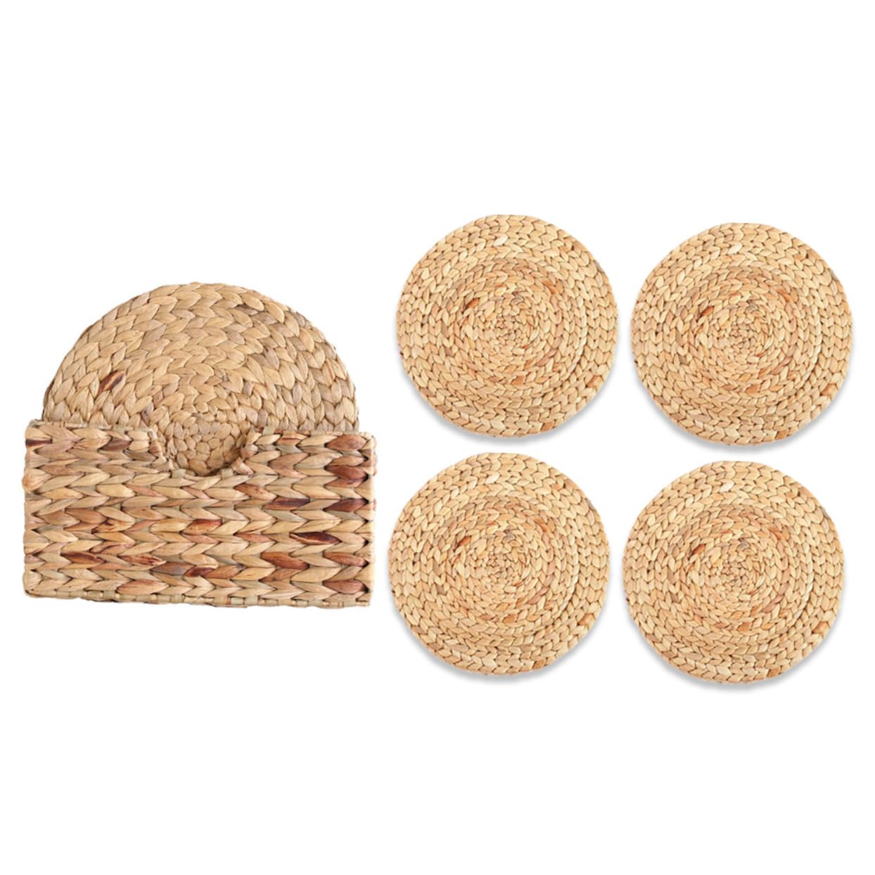 Napperons tissés rustiques et sets de table ronds en paille pour bol et tasse