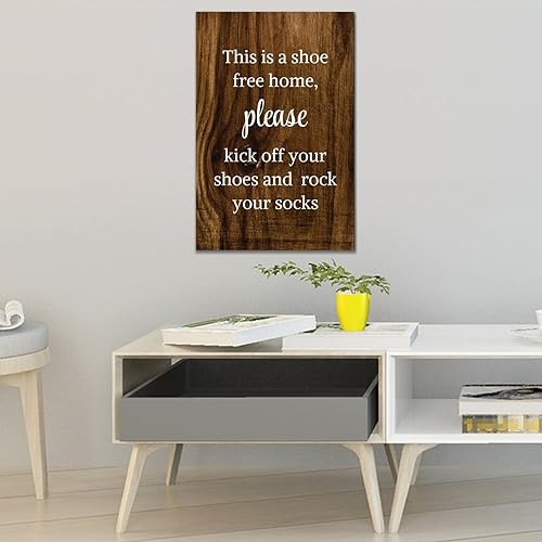 Miniatura 2 de Letrero de madera rústica con texto en inglés "This is A Shoe Free Home,Please Kick Off Your Shoes and Rock Your Socks" (This is a Shoe Free Home,