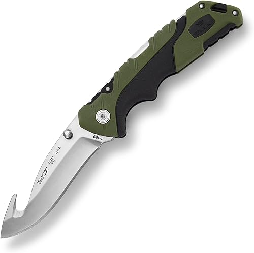 Buck Knives 660 Pursuit Pro - Cuchillo de caza plegable con Guthook, hoja de acero inoxidable S35VN de 3-58 pulgadas, funda de poliéster incluida