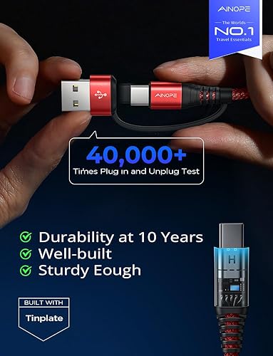 Vista 42 de AINOPE Cable USB C a USB C, paquete de 2 cables USB C de 6 pies de carga rápida con adaptador USB a USB C, cable USB a USBC de 60 W para iPhone 17