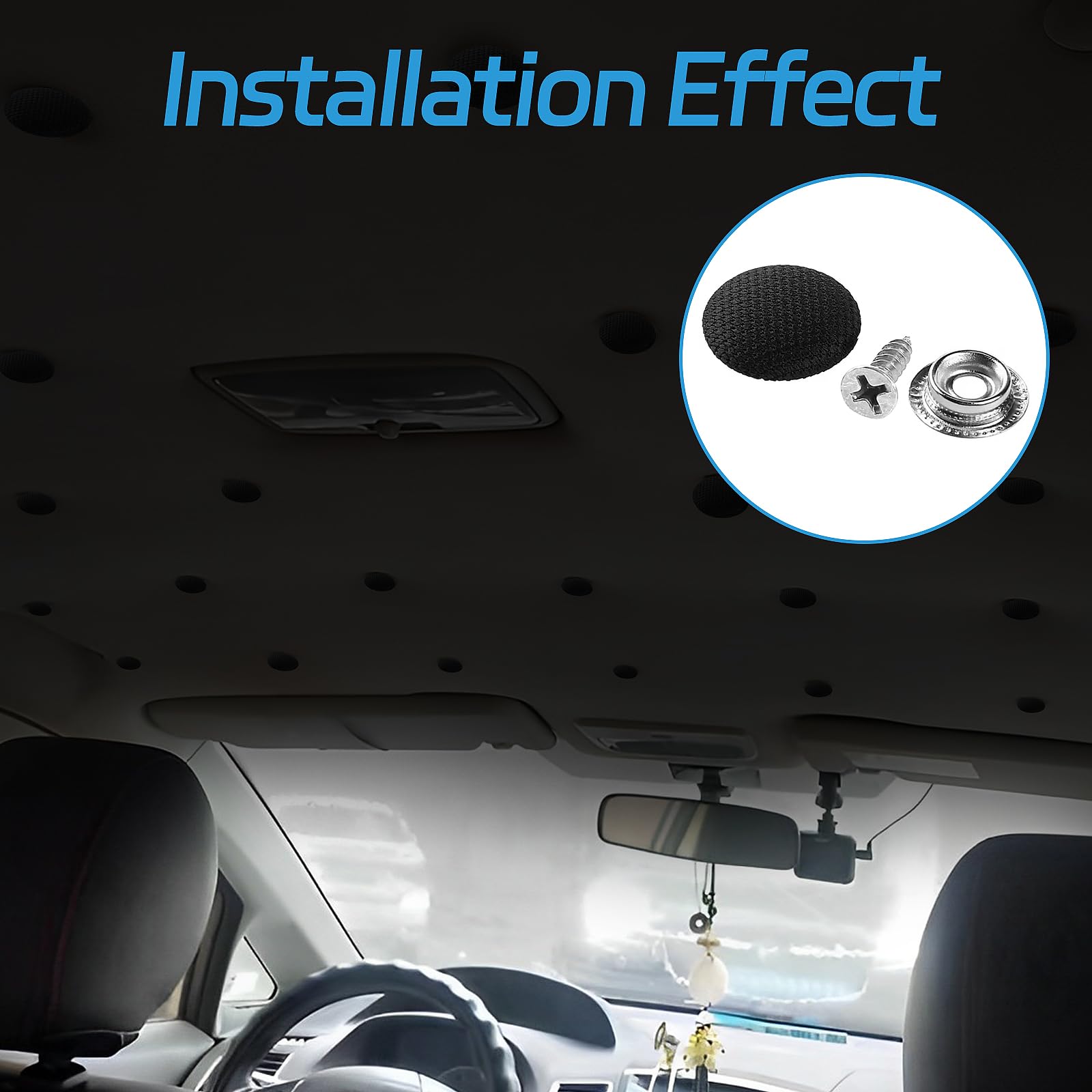 70 pezzi Set di riparazione per rivestimento del tetto, rivestimento del tetto universale per auto con rivetti, bottoni di riparazione per auto con spilli, cacciavite, metro a nastro per tutte le auto