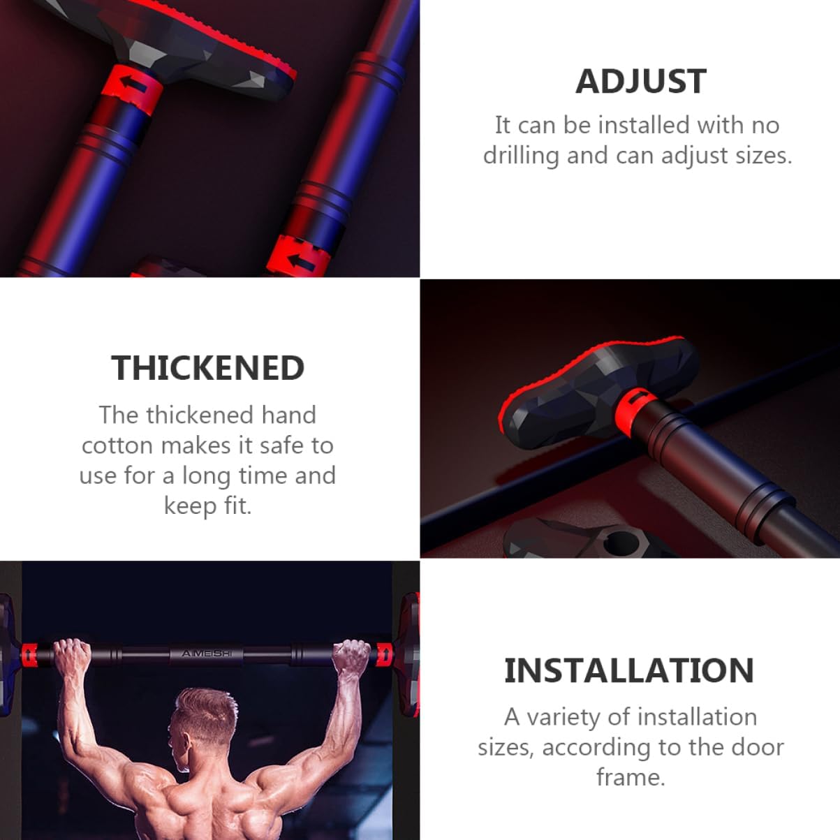 POPETPOP Indoor Strength Training Doorway Pull up Bar Wall Mount Pull up Bar No Screws Easy Install Dismantle Fitness Equipment