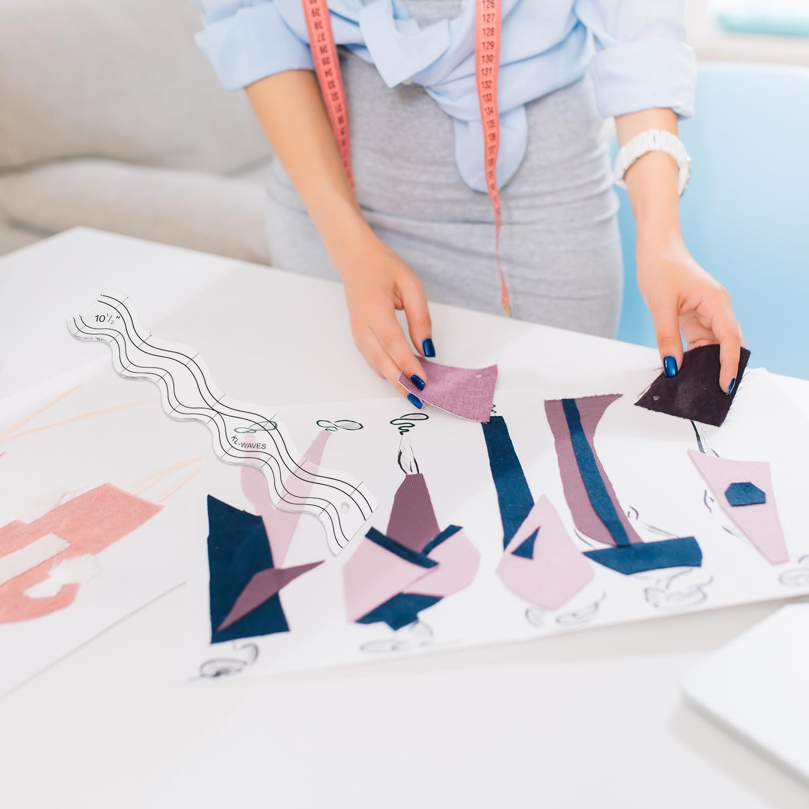 Regla Plantilla Ondulada de Acolchado Acrílica Ligera y Versátil para Patchwork y Costura para Manualidades y Confección de Ropa