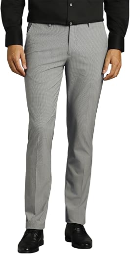 Louis Philippe Men's Slim Fit Mid Rise Premium Fabric Checks Formal Trouser