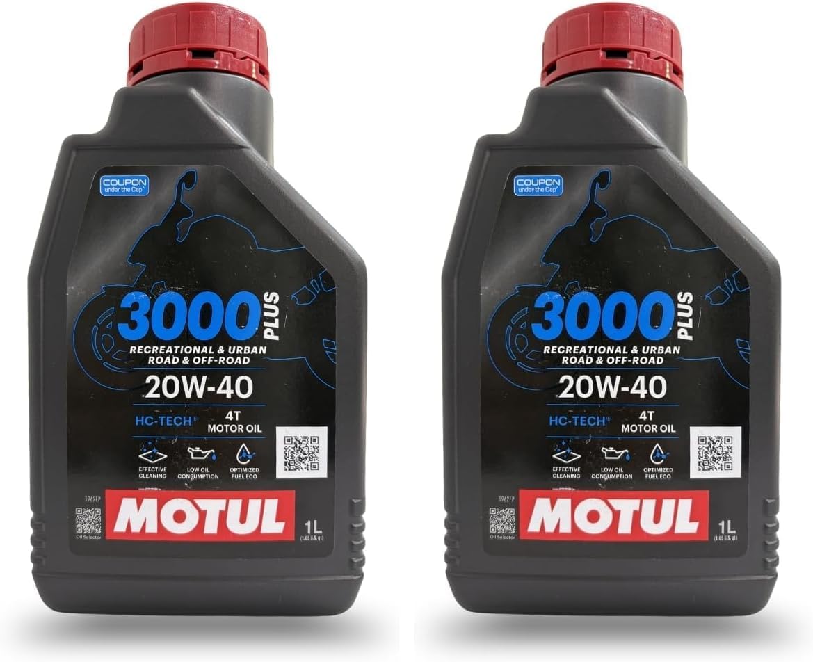 Motul 3000 4T Plus 20W40 API SN HC Tech Engine Oil for Bikes (1 L) (Pack of 2)