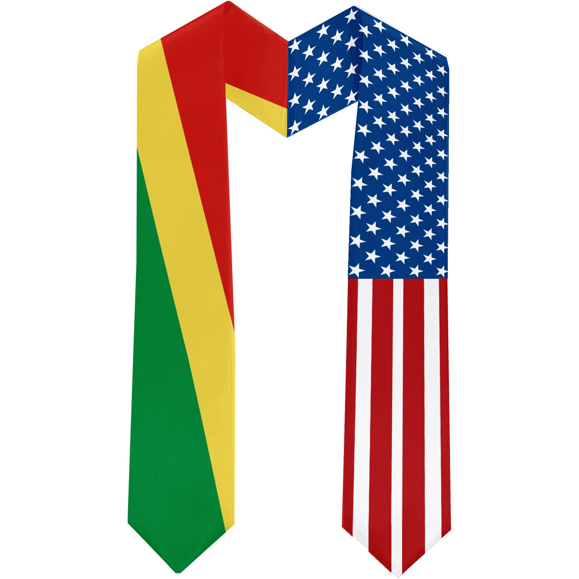 2026 The Republic of The Congo Flag and USA Flag Graduation Stole Graduation Sash for International Student (Baccalaureate Gown and Hat Not Included)