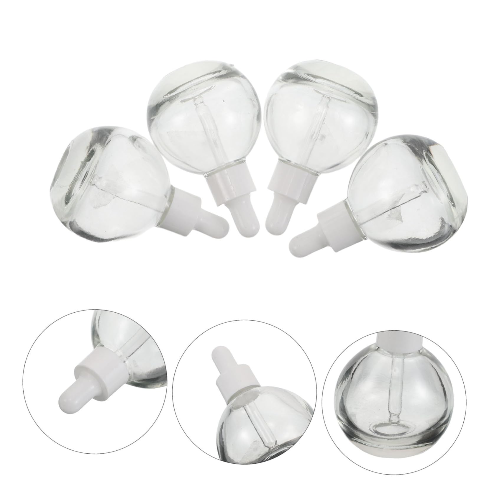 12 Piezas Frasco Gotero Esférico de Vidrio 30ml para Líquidos | Cierre con Piezas de Silicona y Plástico, Formato Vacío, Uso en Perfume y Cuidado Personal