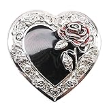 Heart Concho with Red Rose Screw Back 1-1/4