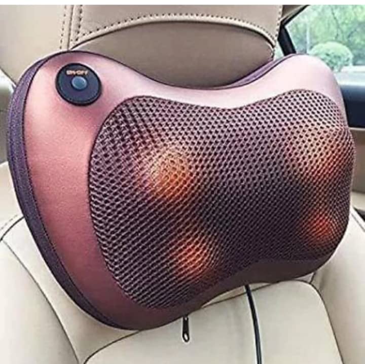 pillow massager Electronic Neck Cushion Full Body Massager with Heat for pain relief Massage Machine for Neck Back Shoulder Pillow Massager - Swiss Relaxation Therapy Adjustable Velcro Strap (Brown) pillow massager Electronic Neck Cushion Full Body Massager with Heat for pain relief Massage Machine for Neck Back Shoulder Pillow Massager - Swiss Relaxation Therapy Adjustable Velcro Strap (Brown)