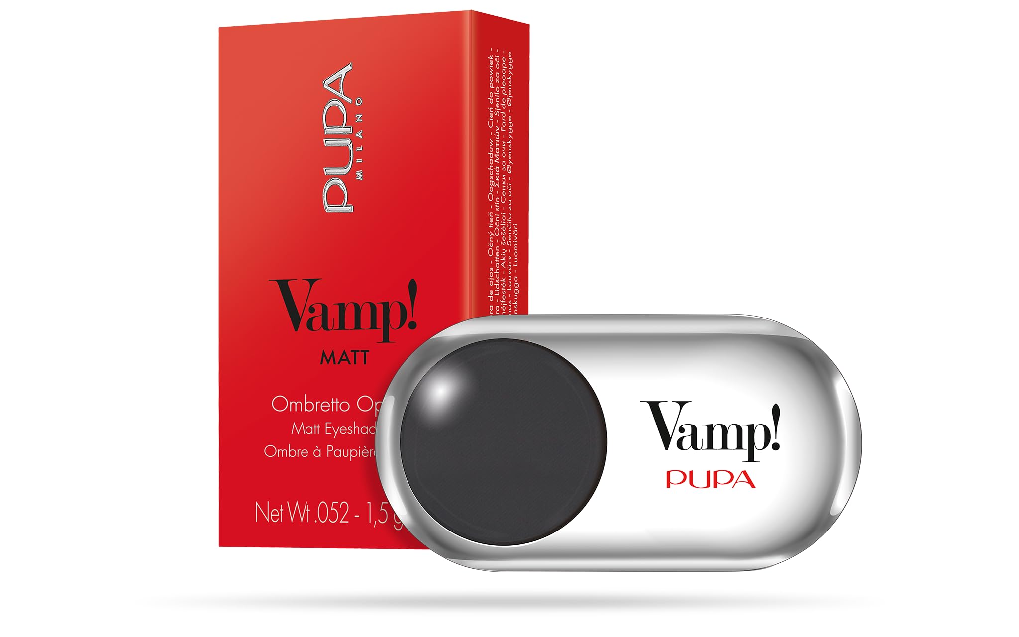 Pupa Lidschatten Vamp! Matt 300 Blackout, reine Farbe, hohe Pigmentierung, Multi-Effekt (erhältlich in 54 Farbvarianten und 7 verschiedenen Finishs)