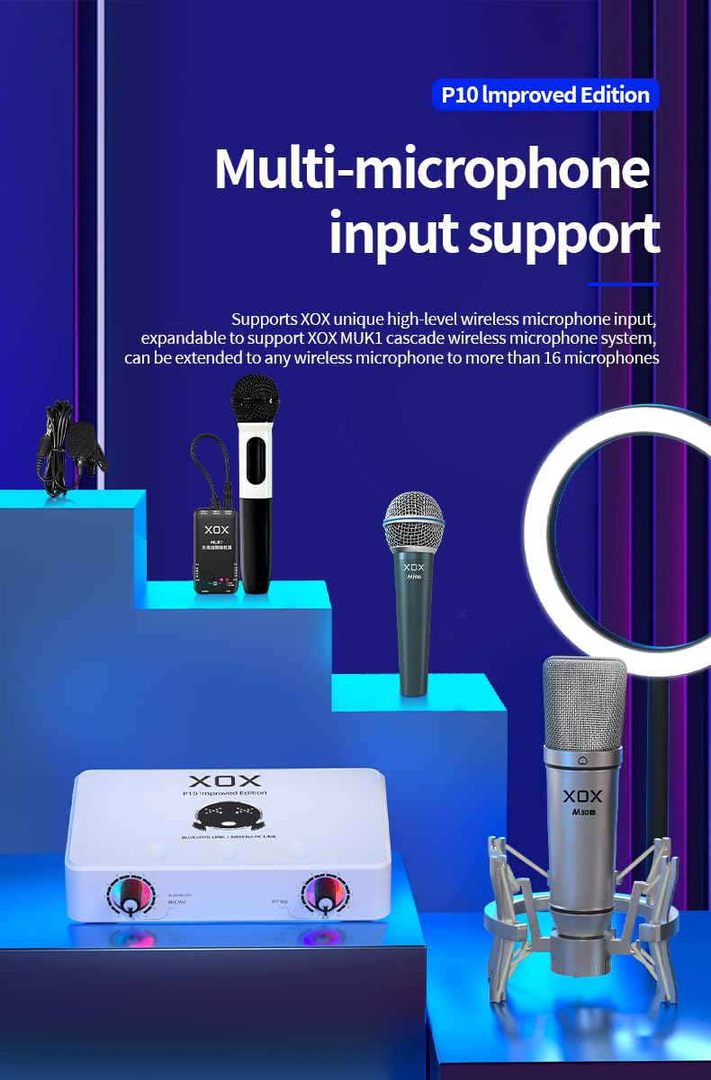 XOX Interfaz de audio USB de edición mejorada P10 para transmisión en vivo, grabación y grabación de calidad de estudio de podcasting con panel de controlador