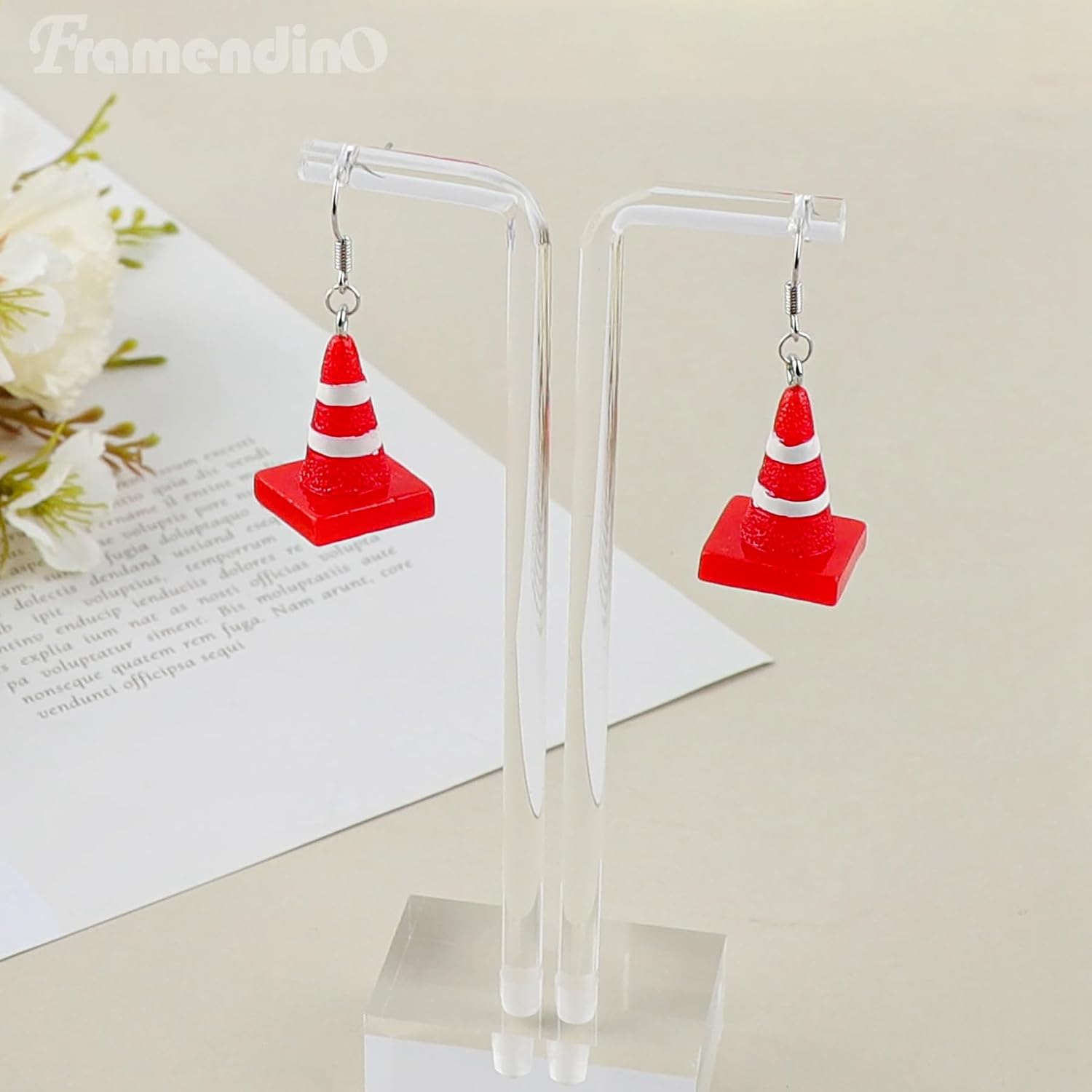Framendino, 20 Pack Mini Traffic Road Cones Charms Parking Signs Roadblock Pendant Safety for Jewelry Necklace Bracelet Earring Making Craft image 4