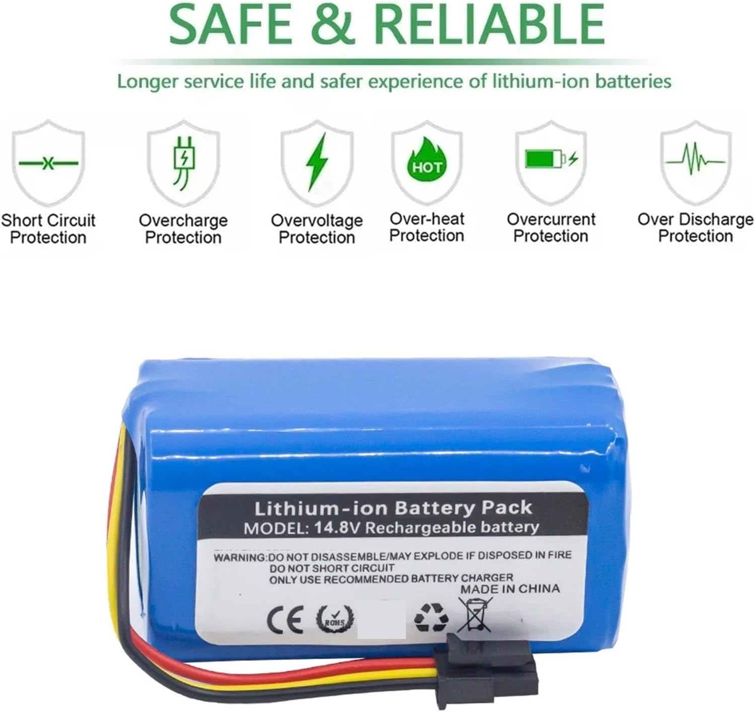 14.4V/14.8V 3900mAh,replacement Li-Ion Battery,Compatible For 360 S5 S7 S7Pro T90 X9,Robotic Vacuum Cleaner Batteries(3900mAh)