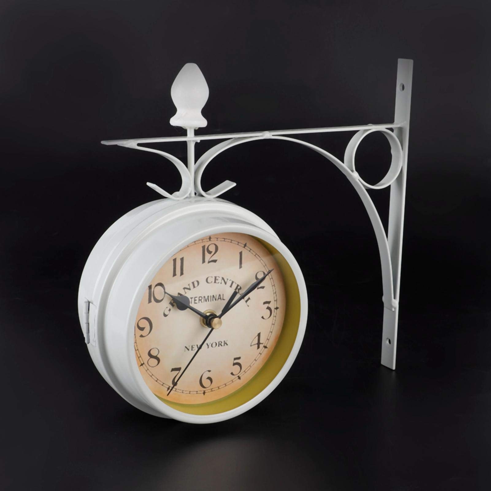 Haofy Orologio Da Parete Retrò Bifacciale Orologi Da Appendere in Ferro, Orologio Artistico per Interni Giardino Esterno Decorazione Domestica Matrimoni Silenziosi Anniversari