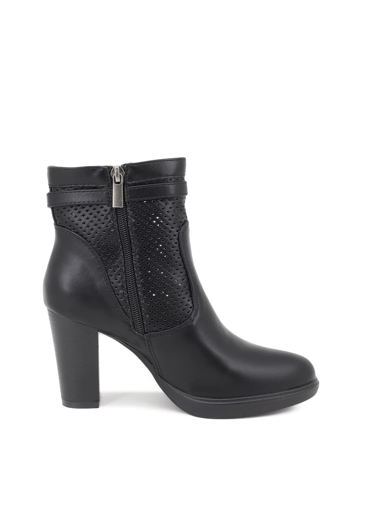 QUEEN HELENA Tronchetti Traforati Stivaletti con Tacco Bassi Zip Laterale con Plateau Donna XX28-107
