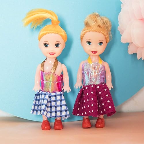 Miniatura 4 de ONEST 20 juegos de muñecas de 4 pulgadas para niña, incluye 8 piezas de muñecas pequeñas, ropa de muñeca hecha a mano, trajes de muñeca, vestidos de