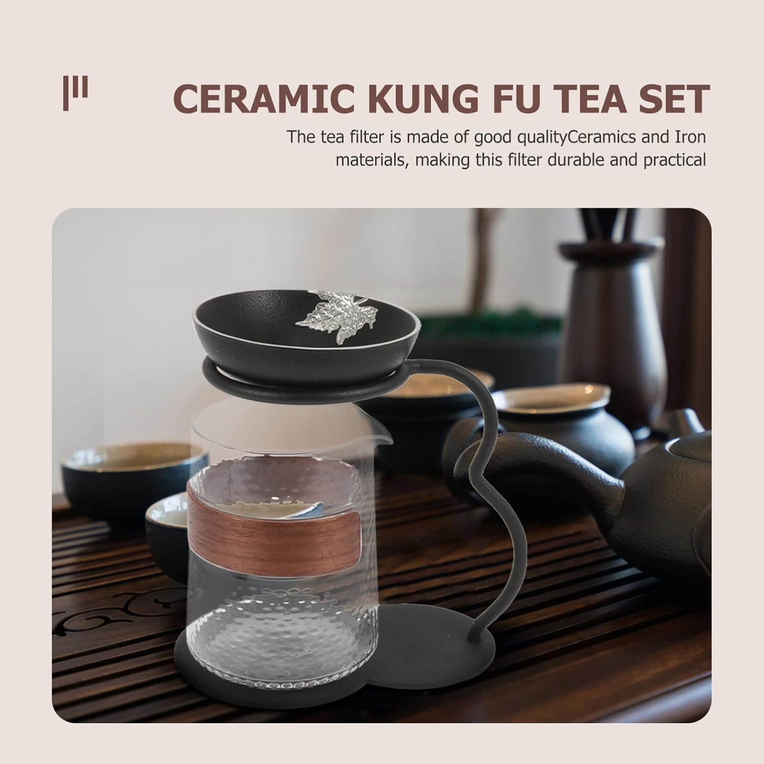 1set Ceramic Kung Fu Tea Set Tea Filter Elegant Japanese Porcelain for Home Office and Indoor Use