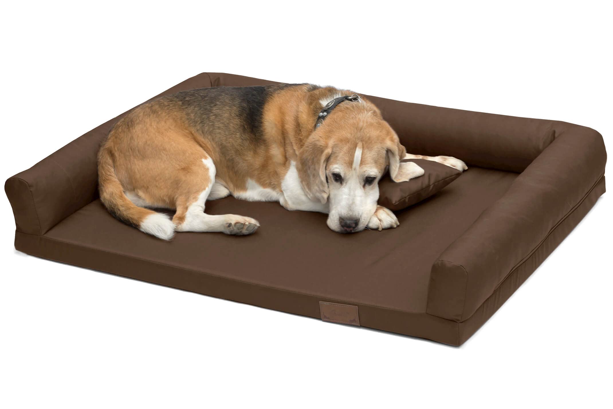 Juelle Cama Ortopédica para Perros Grandes, Colchón Ergonómico con Laterales para Perros Grandes, Funda Extraíble, Lavable a máquina, Lucky 2XL (Tamaño: XL - 130 x 95 cm, Marrón Claro)