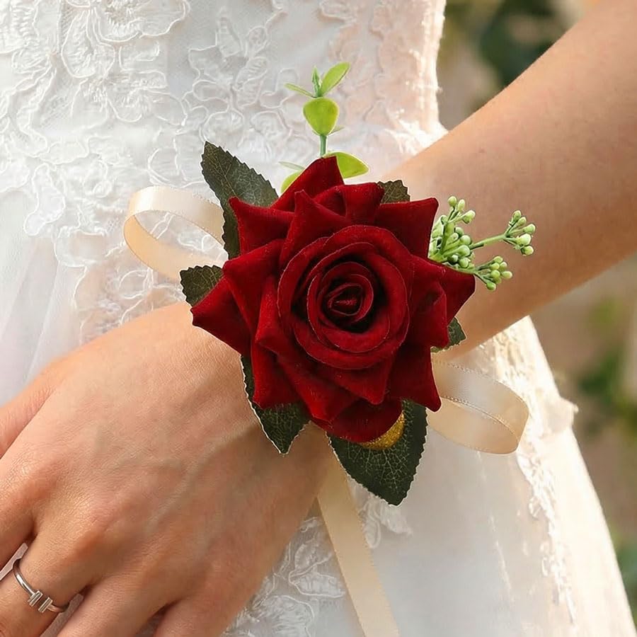 Amazon.com: Latious Rose Wrist Corsage Prom Corsages Wristlet Bridal Hand  Flower for Women and Girls (Red) : Home & Kitchen