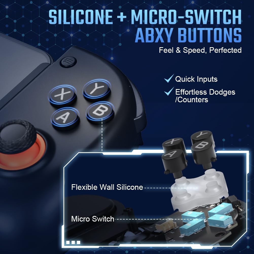 AOOSU Mobile Gaming Controller, Controller di Gioco Mobile per Android/iOS, Gamepad Wireless, Joystick Analogico Anti-deriva, Compatibile con Android, iOS, Switch e PC (Nero)