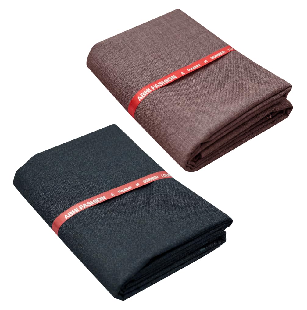Abhi Fashion Men's Cotton Feel Blend Formal Unstitched Combo Trouser Fabric For Men (Pack Of 2)-picture-14