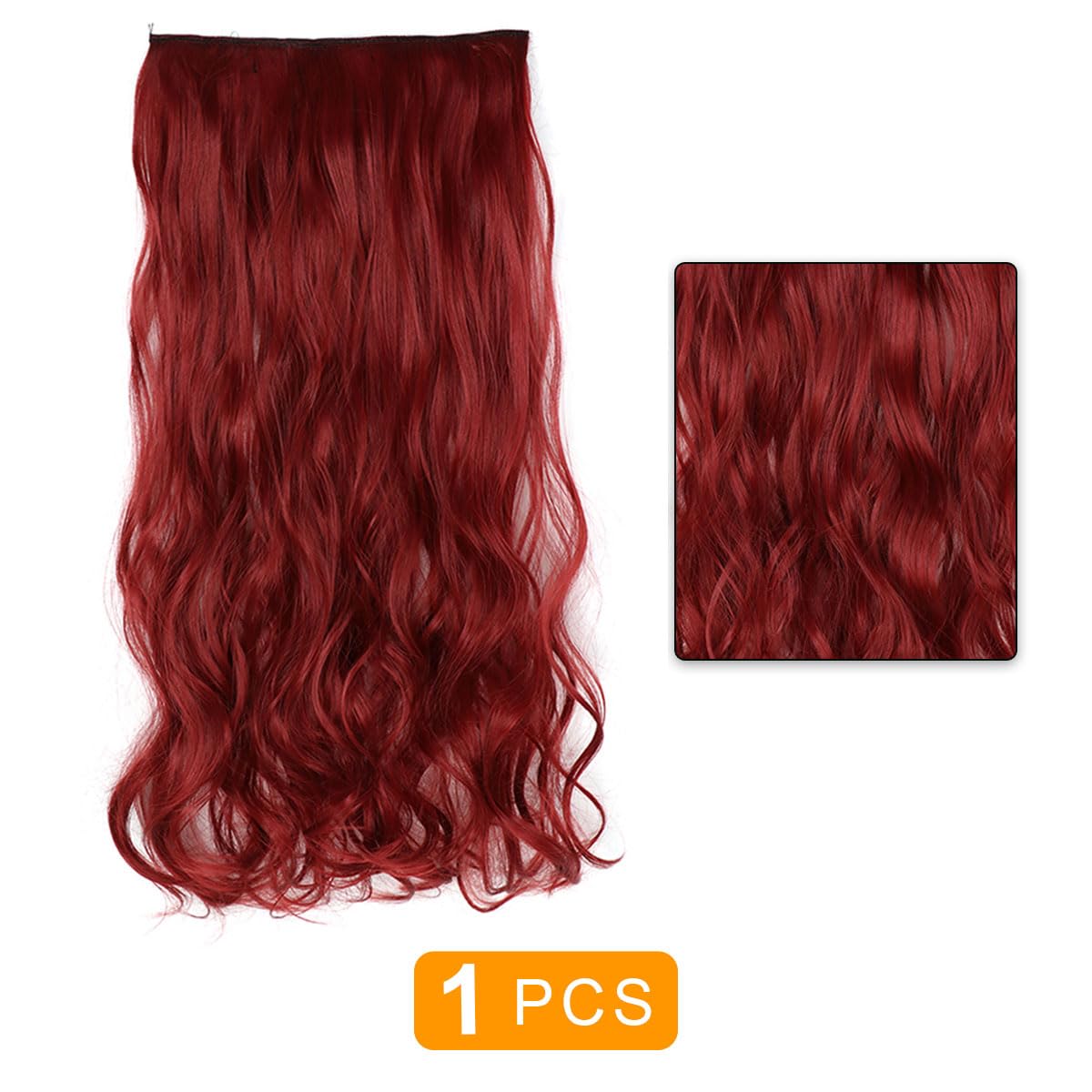prinfantasy Halo Extensions Clip in Hair Extensions Clip on Curly Natural Seamless Resistant Fiber Soft 1s Synthetic Water Wavy Red Hair Extensions,MW258 - Image 2