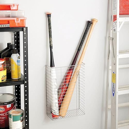 Miniatura 2 de mDesign Organizador de almacenamiento de alambre de metal para colgar en la pared, envoltorio de regalo y lazos, colgar en el armario, sótano, sala