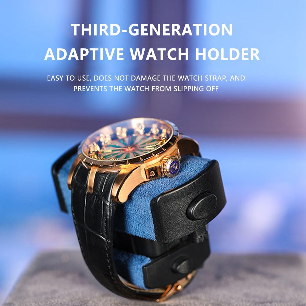 Carica Orologi Automatici, Scatola del Tempo Ultra Silenzioso 10dB Blue | Selettore Rotante Pelle Scamosciata Resistente Ai Graffi Luce Led