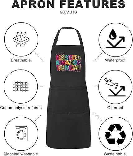 Miniatura 5 de Delantal de técnico de comportamiento registrado para mujer con 2 bolsillos ABA Therapist impermeable ajustable babero cocina delantal de cocina