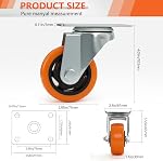 3 Fixé en pouces & Roues de roulettes pivotantes 4, Orange PU Plaque de deux roulettes fixes et deux roulette pivotante offrent un suivi stable et lisse 360° mouvement.