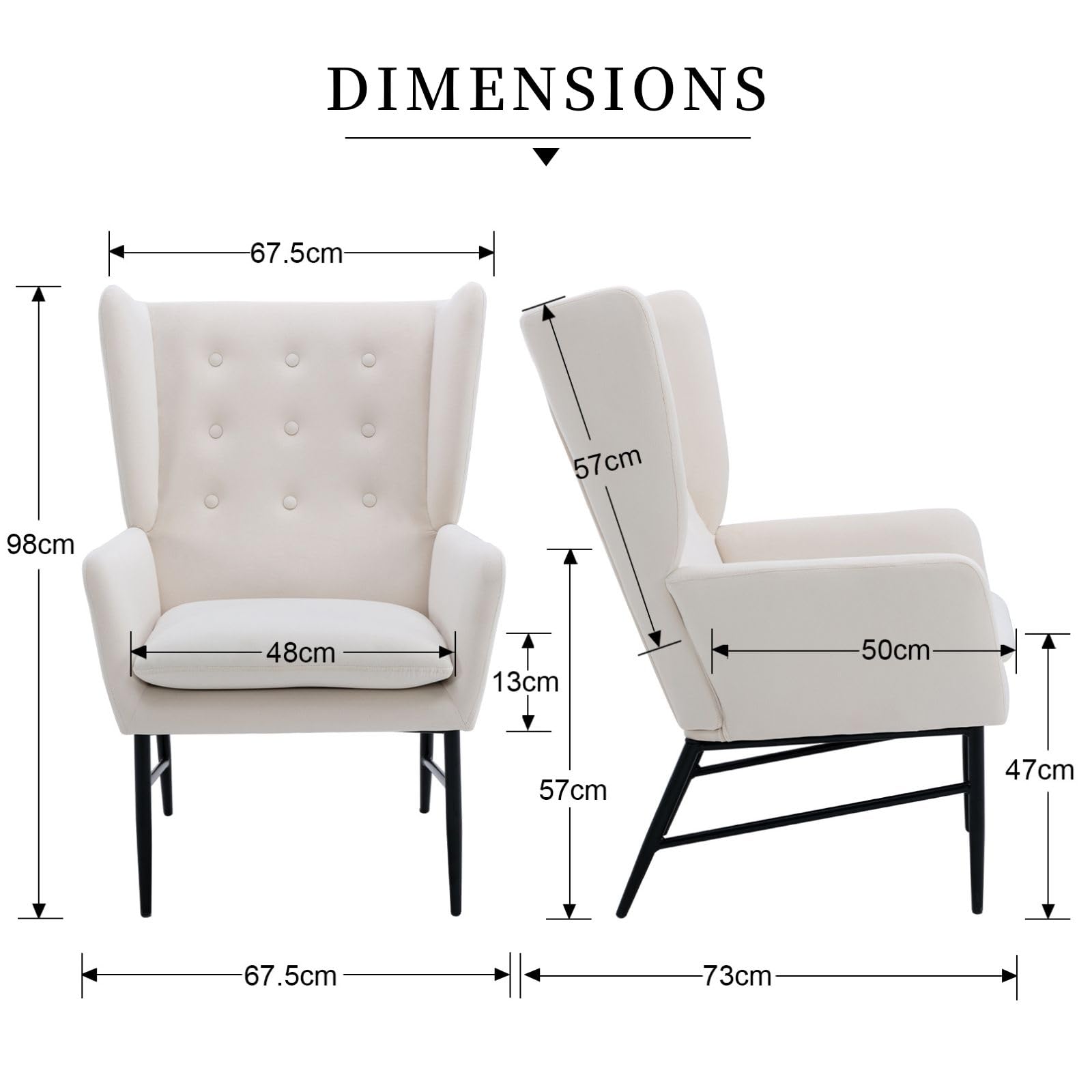chairus Poltrona Sedia in Velluto per Soggiorno Balcone Moderna Sedia Imbottita Relax Poltroncina Lounge Salotto con Gambe in Metallo (Beige)