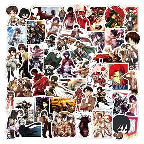 Attack on Titan Vinyl Decals, Clear 50PCS Stickers No-Duplicate Waterproof Vinyl Stickers for Skateboard Luggage Helmet Guitar (Attack on Titan)