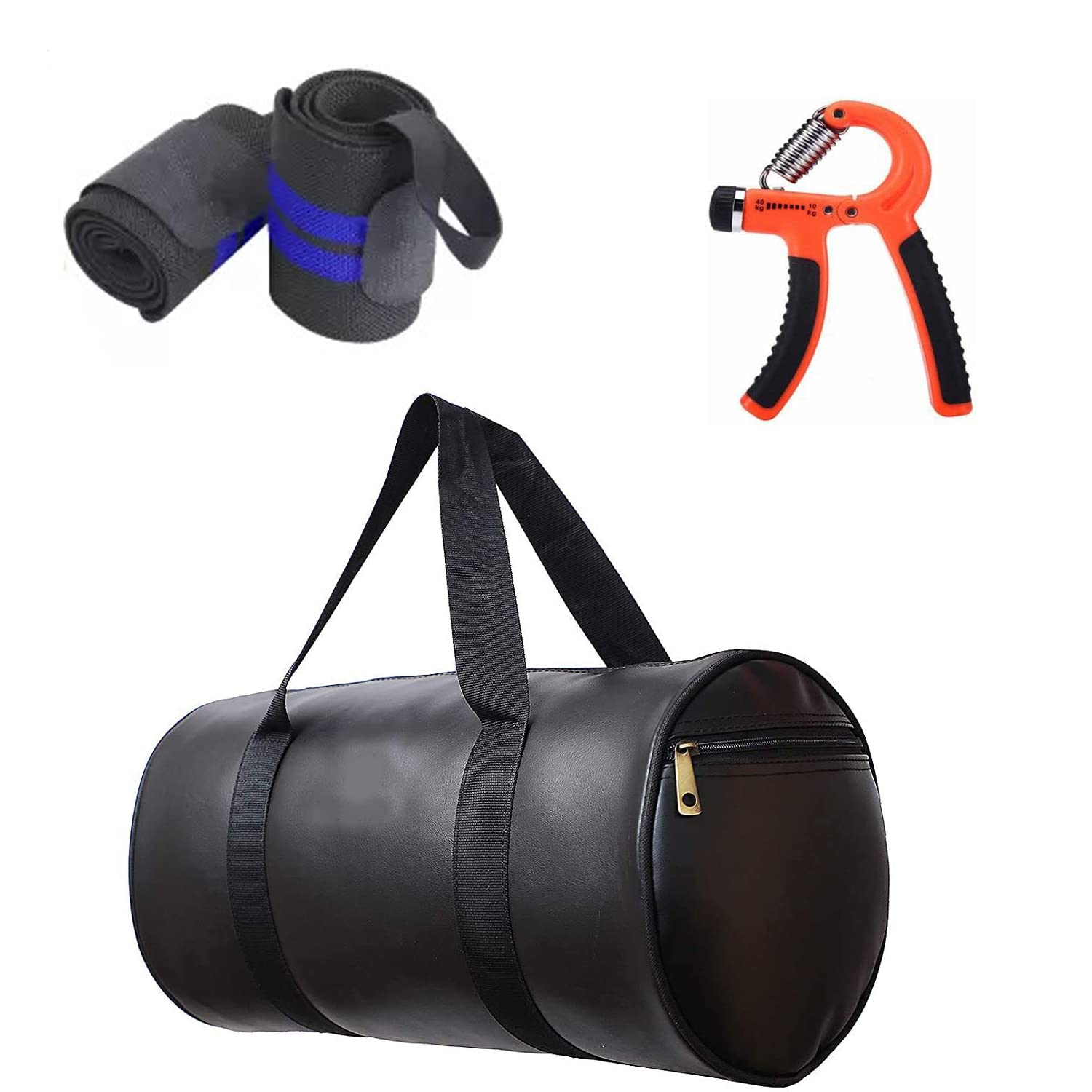 JAISBOY Combo Set of Gym Bag Duffel Bag with Shoulder Strap for Men & Women with Wrist Support Band & Hand Gripper for Daily Exercise (Black)-picture-39