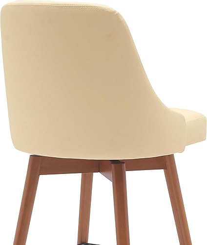 Miniatura 7 de Armen Living Sicily Taburete giratorio moderno de madera de nogal de 26 pulgadas de altura de mostrador en piel sintética crema
