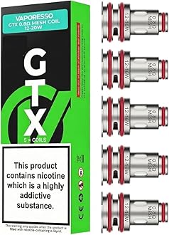 Vaporesso GTX Replacement Coils, 0.6ohm, Mesh, Sub-Ohm Coil for Enhanced Flavour and Vapour, Compatible for Luxe XR Max, Luxe X Pro Kit, Vaporesso Vaping Coils, Pack of 5, No Nicotine