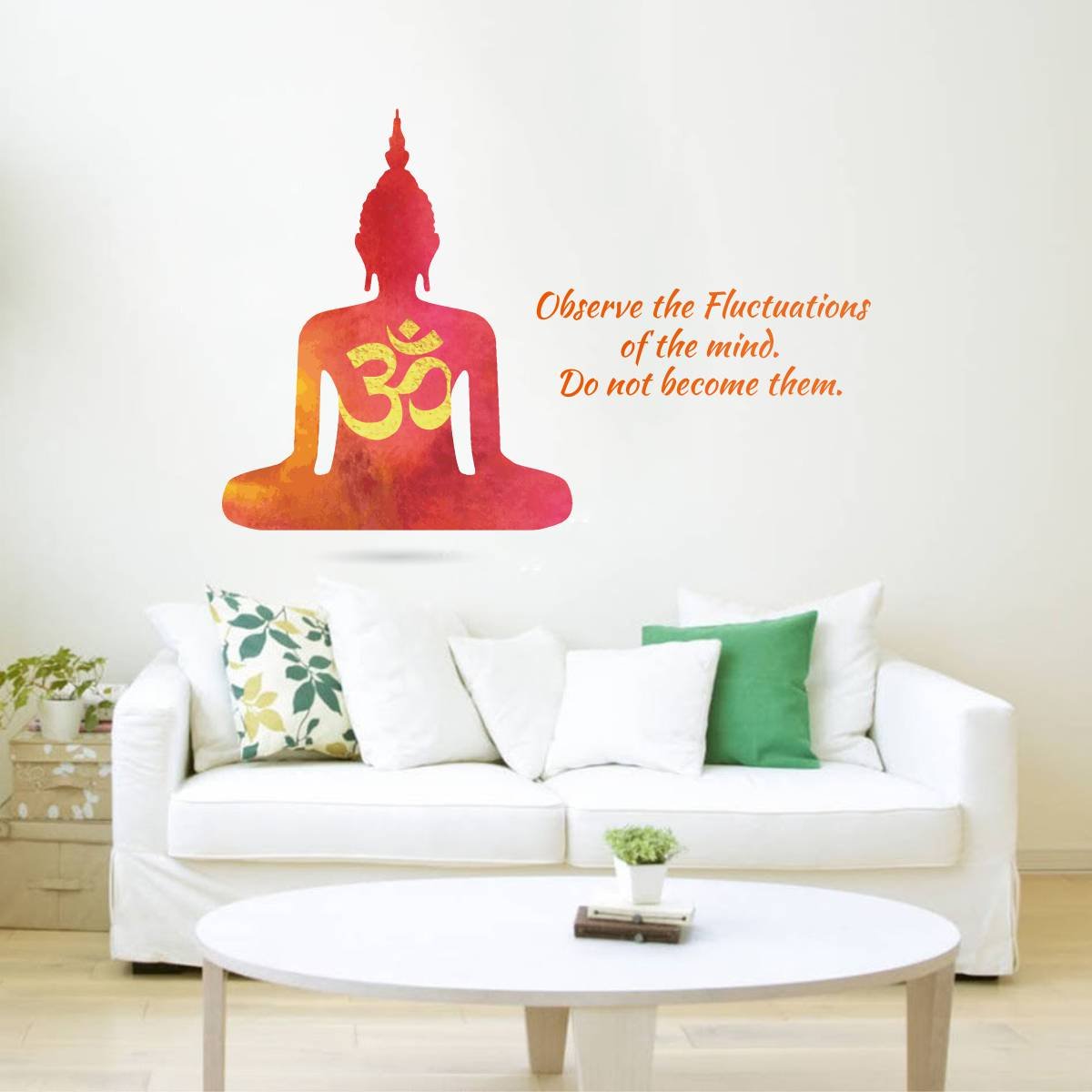 Rawpockets Decals ' Buddha Mind Motivation Quote' Large Size Wall Sticker (Wall Coverage Area - Height 90 cms X Width 120 cms)(Pack of 1)