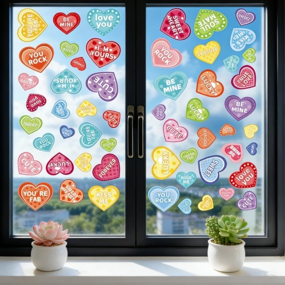 Calcomanías de ventana de corazón para decoración de bodas y fiestas en puertas de cristal