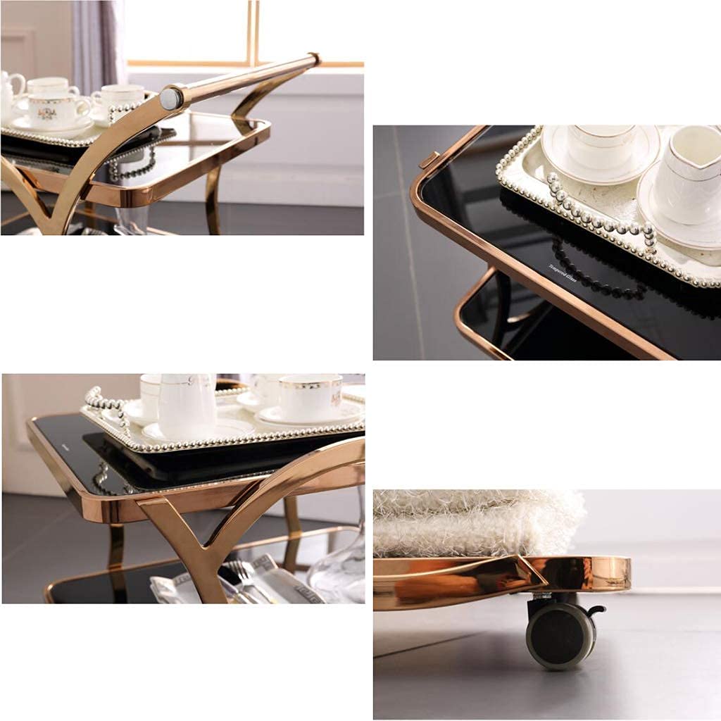 Amazon｜サービング トロリー ゴールド フレーム 68 X 45 X 84 cm 車輪
